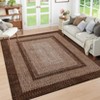 9x12 Rugs Large Washable Braided Print Area Rug, Non-Slip Rustic Carpet with Border, Stain Resistant Indoor Accent Rug (Brown) - 2 of 4