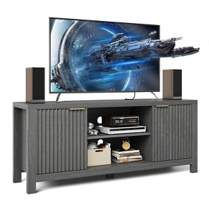 59" TV Stand for TVs Up to 65 Inches, Mid Century Modern TV Entertainment Center with Storage Cabinets & Open Shelves, Wood TV Cabinet - 1 of 4
