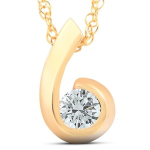 Pompeii3 1/4ct Solitaire Round Diamond Pendant 14K Yellow Gold - 1 of 4