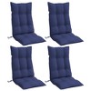 vidaXL Highback Chair Cushions - Navy Blue Oxford Fabric Outdoor/Indoor Seat Pads 4 Pcs - 47.2"x19.7"x2.8" Secure Attach Straps - 3 of 4