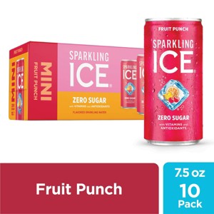 Sparkling ICE Fruit Punch Sparkling Water - 10pk/7.5 fl oz Mini Cans - 1 of 4