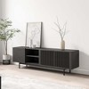 POVISON Mid-Century Modern TV Stand, Louvered Wood Entertainment Center with Slatted Doors, Open Storage, Tall-Cast Metal Legs, 70.87" - 2 of 4