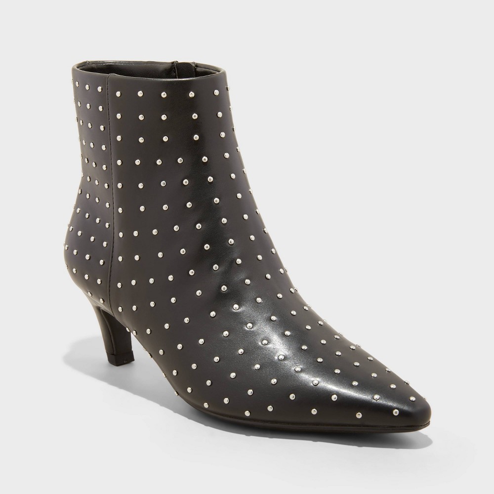 Women's Taylor Jet Studded Kitten Heel Ankle Boots with Memory Foam Insole - Universal Thread Black 7.5