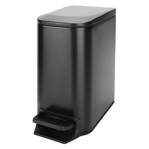Aoibox Small Bathroom Trash Can with Soft Close Lid, Step Pedal, Stainless Steel Garbage Bin with Removable Inner Bucket, Anti-Fingerprint Finish - 1 of 4