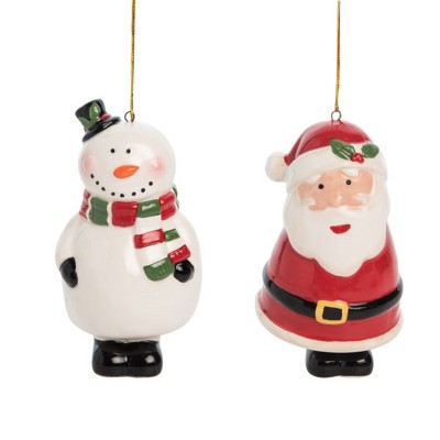 Transpac Santa/Snowman w/Dangling Legs Ornament set of 2 Christmas Home Decorations