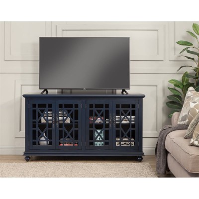 Catalina Blue 63" Pine Wood TV Stand with Cabinet
