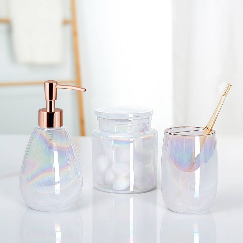 3pc Isabelle Lotion Pump/Toothbrush Holder/Cotton Ball Jar Set - Allure Home Creations, 3 of 7