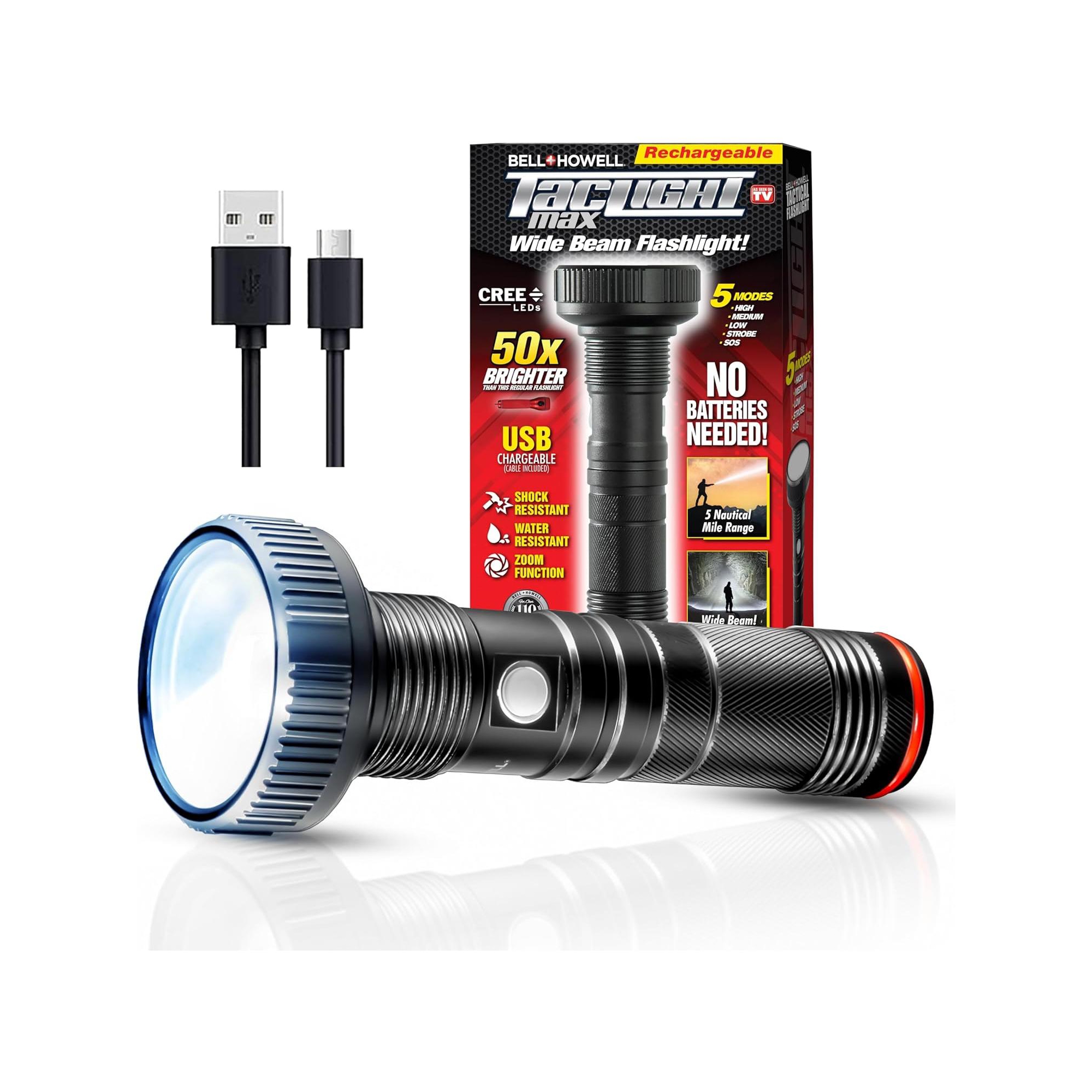 Taclight Max Rechargeable Flashlight Ultra Bright Rechargeable Handheld Portable Emergency Flashlight