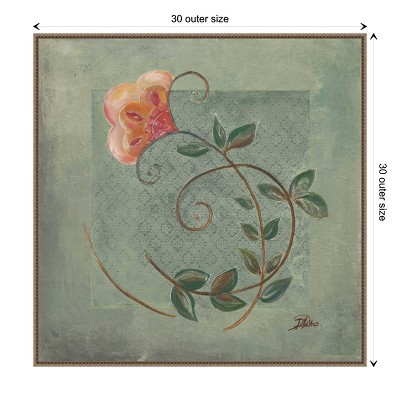 Amanti Art Floral Ornaments in Green II by Patricia Pinto Canvas Wall Art Print Framed 30 x 30-in.