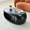 NicBex Modern Oval Fiberglass Coffee Table,Center Cocktail Table for Living Room,Bedroom,Black/White - 2 of 4
