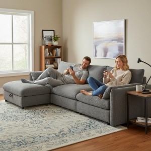YOOCOZZ Sectional Sofa with Movable Storage Ottoman, Adjustable Phone Holder, Charging Ports, Armrest Storage Pockets - 1 of 4
