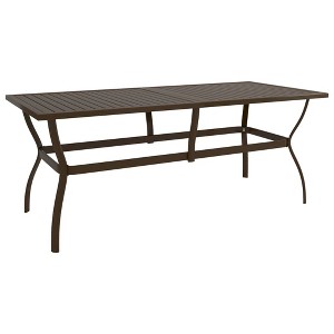 vidaXL Garden Table Brown Powder-Coated Steel 74.8 x 31.5 x 28.3 in - 1 of 4