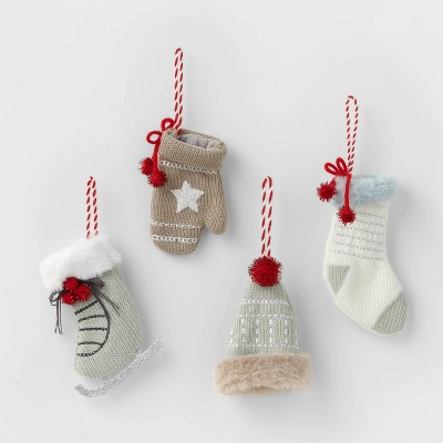 4pk Winter Apparel Christmas Tree Ornaments - Wondershop™