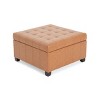 FURNIinspire Ottomans And Benches Leather Storage Ottoman Bench, Multifunctional Stool, Bedroom Bench, Living Room Ottoman, Brown, 31"*31"*18" - 4 of 4
