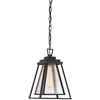 Minka Lavery Modern Outdoor Hanging Light Fixture Dakota Bronze Damp Rated 14 1/4" Glass Shade for Post Exterior Barn Porch Patio