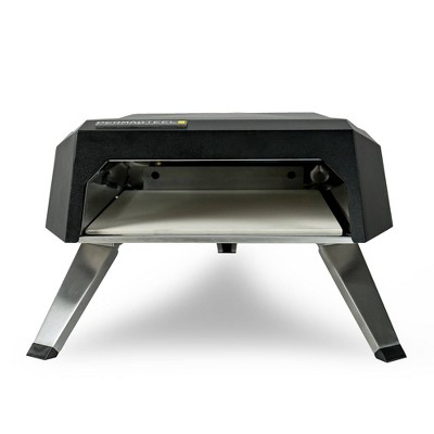 Permasteel Black Aluminum 12-Inch Countertop Gas Pizza Oven with Cover