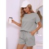 cheibear Women's Short Sleeve Tops and Shorts with Pockets Lounge Pajama Sets - 2 of 4