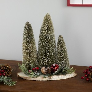 Northlight Frosted Bottle Brush Tree Trio Christmas Decoration - 10.25" - 1 of 4
