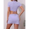 INSPIRE CHIC Women's Tie Knot Halter Ribbed Bikini Sets, Short Sleeve Cover Up Set Triangle Bottom Swimwear Bathing Suits 1 Set - 3 of 4