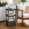 Side Table Nightstand End Table with 3 Storage Shelves Fabric Basket for Bedroom Living Room Ebony Walnut - 3 of 4