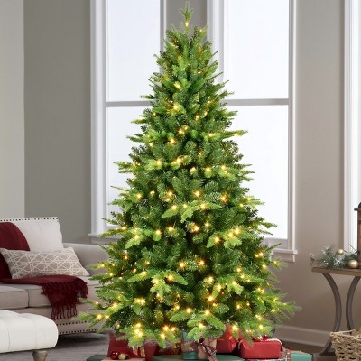 Artificial Trees Christmas PE and PVC christmas Tree With White LED Lights,Prelit Christmas Tree with 850 Branch Tips,Metal Stand-Maison Boucle