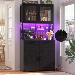 Aheaplus 71" Farmhouse Kitchen Storage shelf with Hutch, Pantry Cabinet with Drawers and Adjustable Shelves - 1 of 4