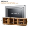LOVSON Rustic-style wooden TV cabinet with sliding louvered doors and storage compartments, accommodates TVs up to 75 inches, natural - 3 of 4