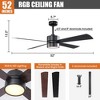 Parrot Uncle 52" Modern RGB LED Ceiling Fans With Lights and Remote - 3 of 4