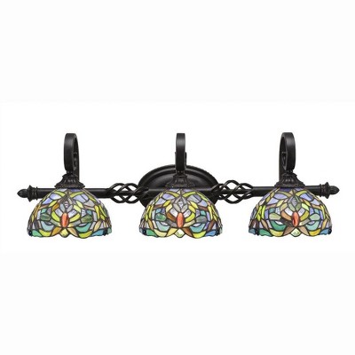 Toltec Lighting Elegante 3 - Light Vanity in  Dark Granite with 7'' Kaleidoscope Art Glass Shade