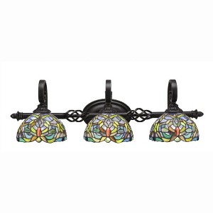 Toltec Lighting Elegante 3 - Light Vanity in  Dark Granite with 7'' Kaleidoscope Art Glass Shade - 1 of 1