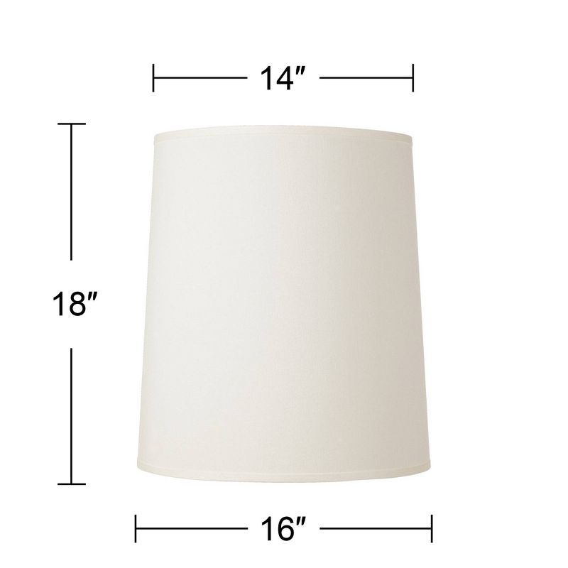 Springcrest Drum Lamp Shade Off-White Fabric Large 14" Top x 16" Bottom x 18" High Spider with Replacement Harp and Finial Fitting, 4 of 8