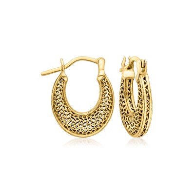 Ross-Simons 18kt Gold Over Sterling Filigree Hoop Earrings