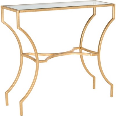 Alphonse Gold Leaf Iron and Glass Console Table