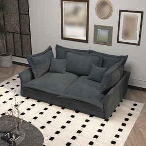 90.55" Modern Sofa Couch, Comfy Upholstered Deep Seat Sofa with Pillows, Convertible Loveseat for Living Room Bedroom Apartment Office - 1 of 4