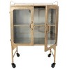 Storied Home Metal Bar Cabinet with Glass Doors and Wheels Gold/Antique Brass - 4 of 4