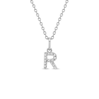 Girls' Cubic Zirconia Letter Sterling Silver Necklace - In Season Jewelry