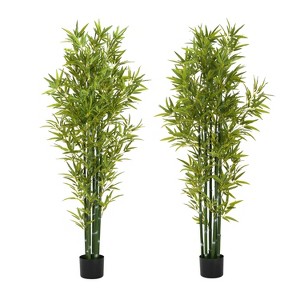 NicBex Artificial Palm Tree/Bamboo Set of 2 in Pots Tropical Faux Palm Trees with Bendable Fronds, Ready-to-Use Indoor/Outdoor Floor Plants - 1 of 4