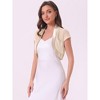 INSPIRE CHIC Women's Cap Sleeve Business Open Front Sheer Mesh Crop Bolero Shrug - 2 of 4
