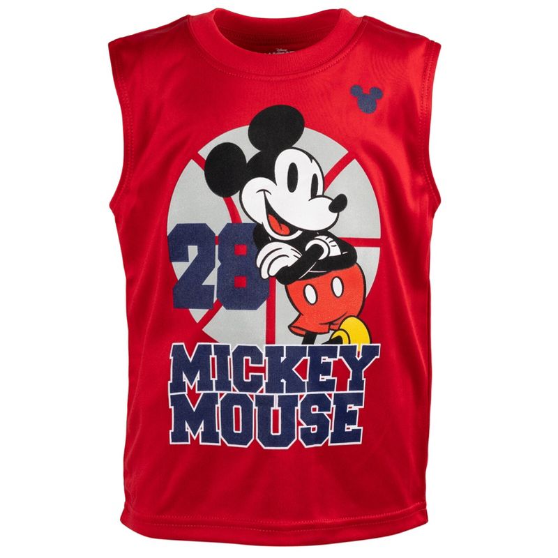 Disney Lion King Toy Story Mickey Mouse Cars T-Shirt Tank Top and French Terry Shorts 3 Piece Outfit Set Toddler, 5 of 10