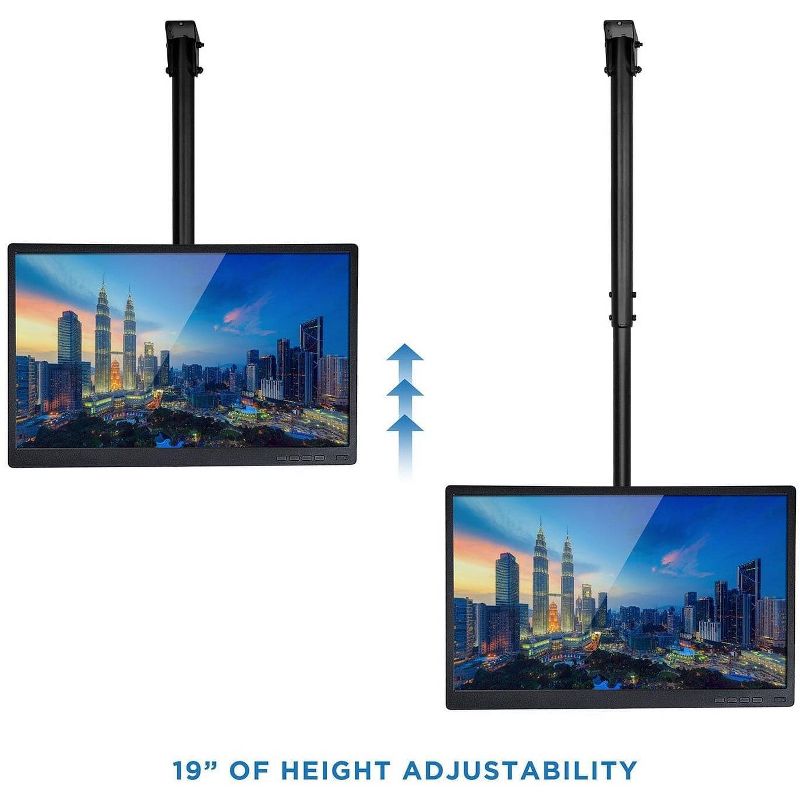 Mount-It! Full Motion Ceiling TV Mount Bracket | Fits 32 - 70 Inch Flat Panel TVs | Adjustable Height Telescoping Tilt and Swivel | 110 Lbs. Capacity, 3 of 9