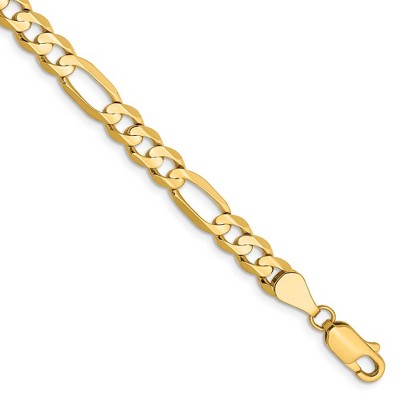 Black Bow Jewelry 5.5mm, 14k Yellow Gold, Open Concave Figaro Chain Anklet or Bracelet