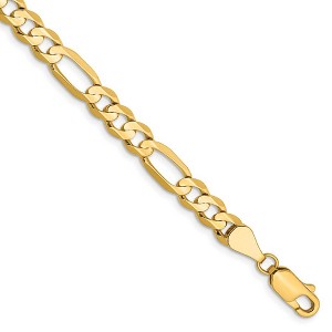 Black Bow Jewelry 5.5mm, 14k Yellow Gold, Open Concave Figaro Chain Anklet or Bracelet - 1 of 4