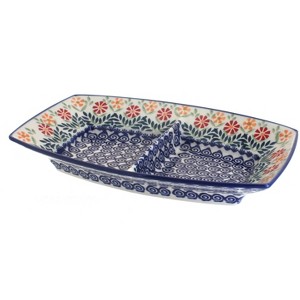 Blue Rose Polish Pottery P140 Manufaktura Divided Dish - 1 of 2