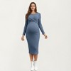 Anna-Kaci Women's Ribbed Knit Maternity Dress with Long Sleeves and Front Twist Detail for Stretch Comfort and a Smooth, Fit - 2 of 4