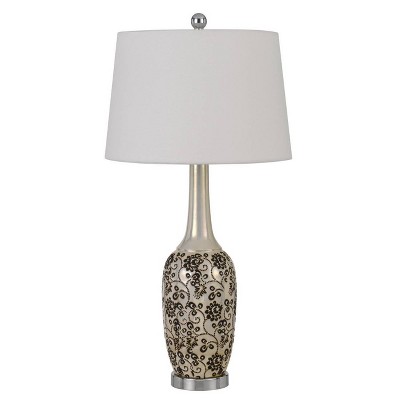 30" Paxton Ceramic Table Lamp with Taper Drum Hardback Fabric Shade Pearl - Cal Lighting