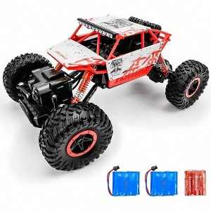 1: 18 4WD 2.4Ghz RC Monster Truck Rock Crawler 2 Battery Red Control Car 4WD Off Road - 1 of 4
