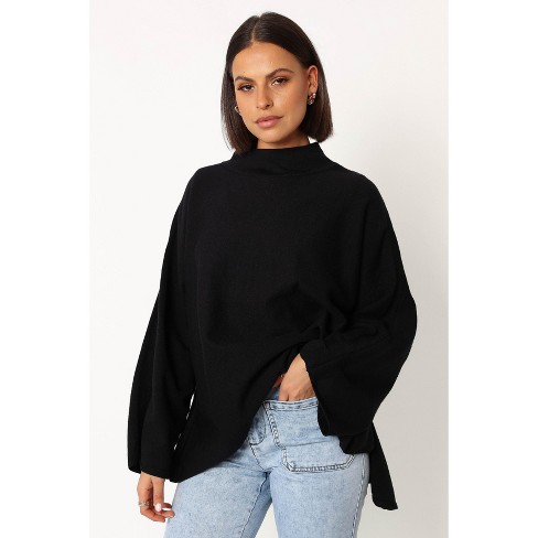 Women's Fuzzy V-neck Tunic Pullover Sweater - Ava & Viv™ Black Xxl : Target