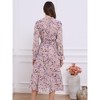 INSPIRE CHIC Women's Floral Mock Neck Long Sleeve Elastic Waist Flowy Midi Dress - 3 of 4