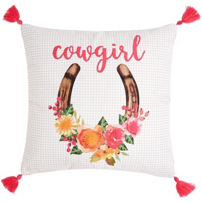 The Lakeside Collection Cowgirl Embroidered Accent Pillow