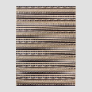 7'10"x10' Lake Stripe Outdoor Rug Navy - Threshold™: Weather-Resistant, UV Protected, Woven Polypropylene - 1 of 4